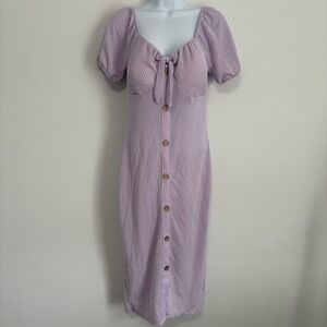 No Boundaries Juniors Wiggle Knit Midi Dress Size M 7-9 Purple Babydoll Milkmaid